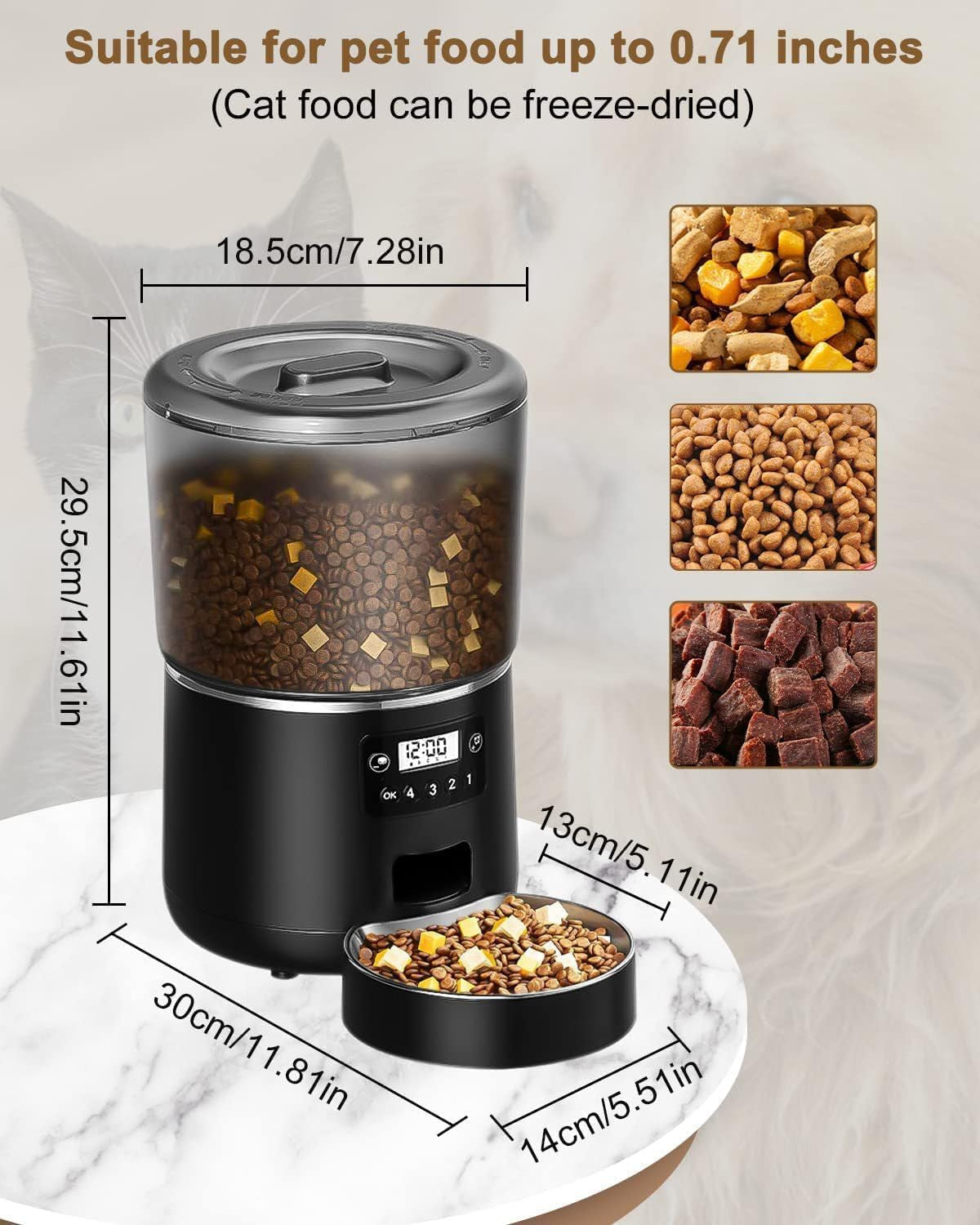 Automatic Cat Feeder, Automatic Pet Feeder with Wifi