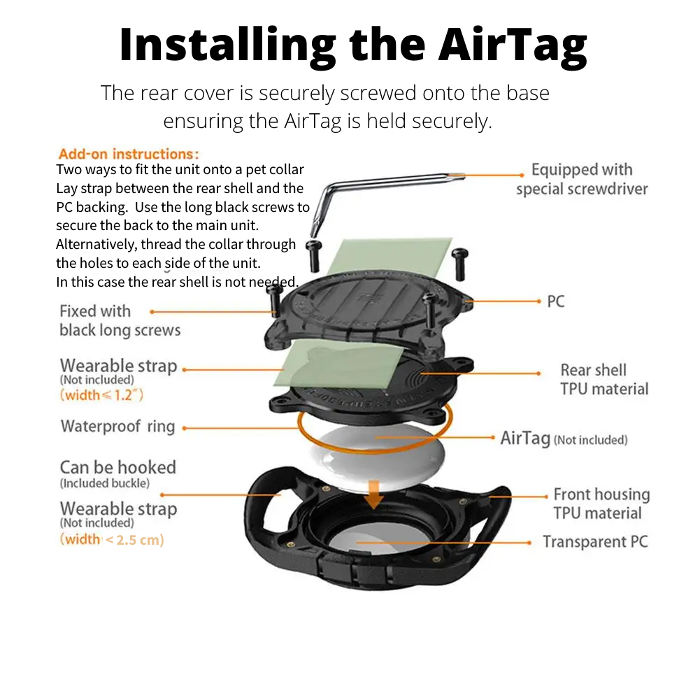 True Blue Pets Waterproof AirTag Collar Case