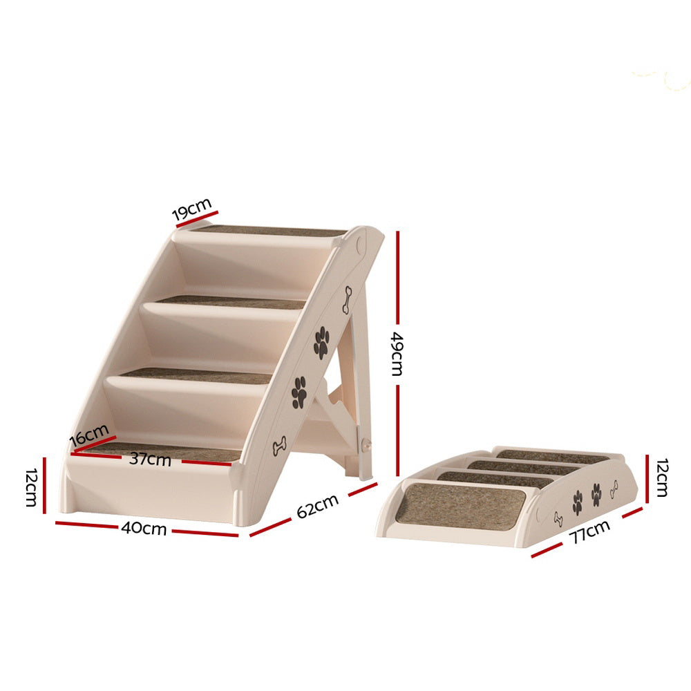 Pet Stairs Ladder Portable Foldable Beige