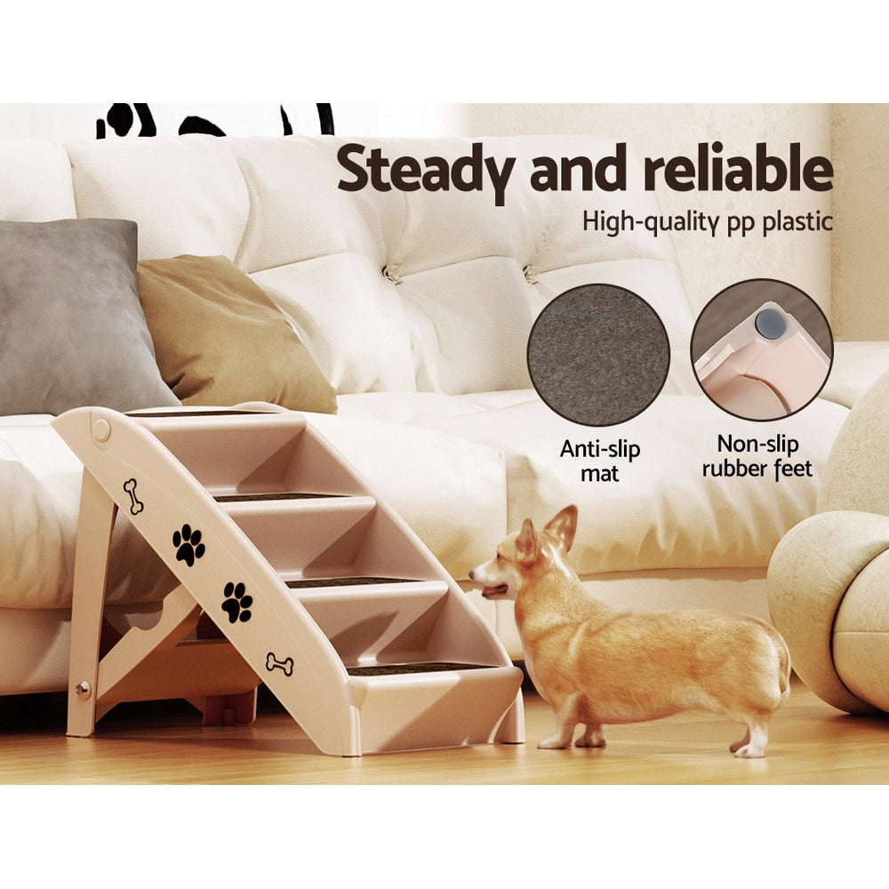 Pet Stairs Ladder Portable Foldable Beige
