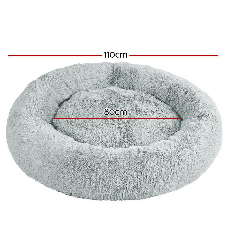 True Blue Pets Calming Extra Large Soft Plush Pet Bed in Light Grey