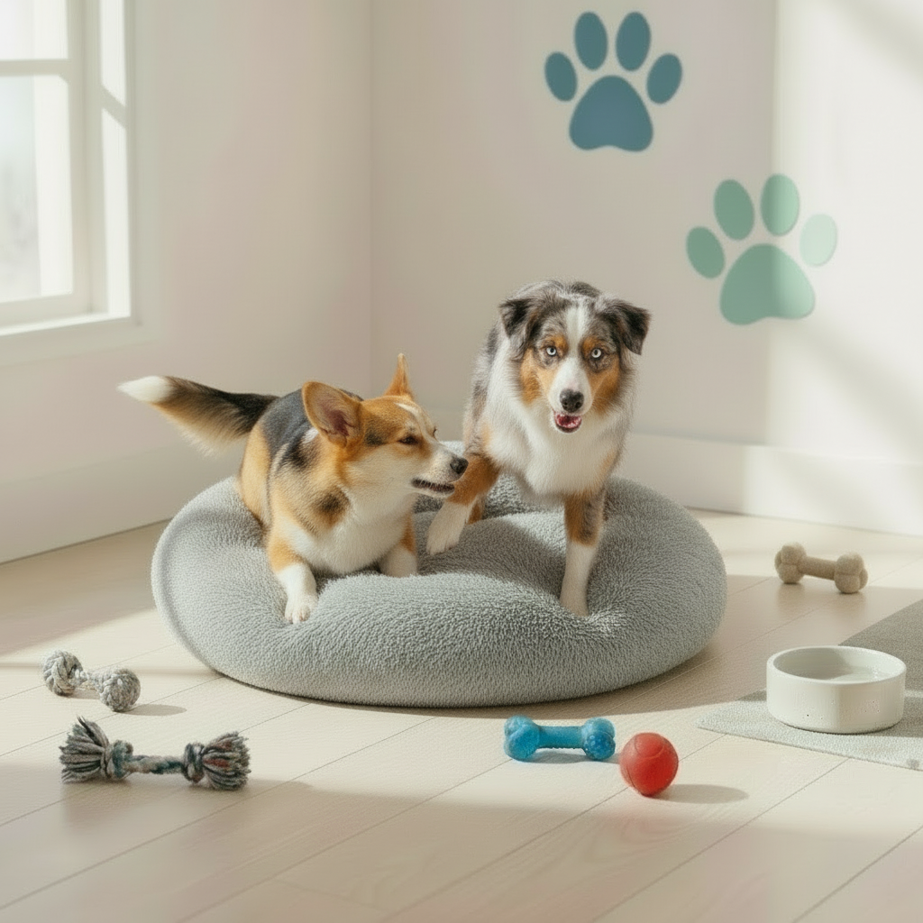 True Blue Pets Calming Extra Large Soft Plush Pet Bed in Light Grey