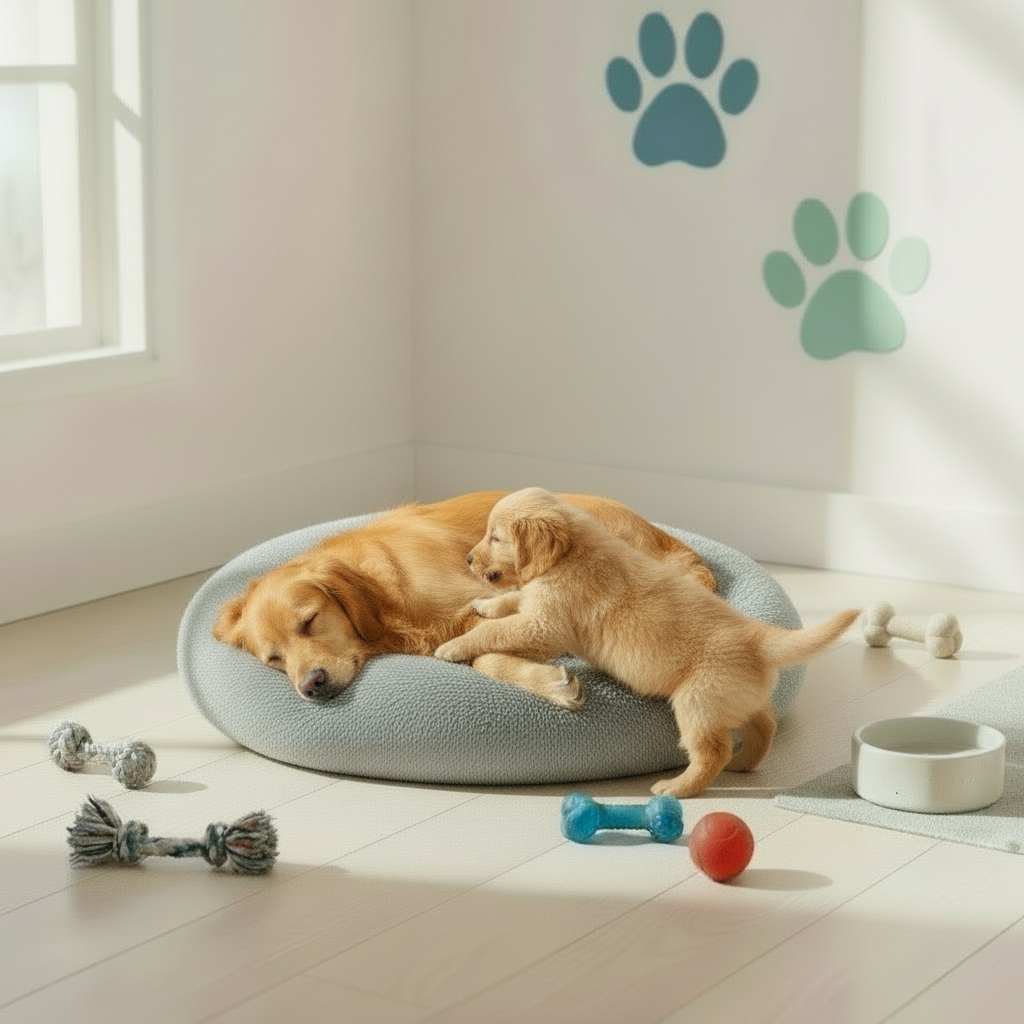 True Blue Pets Calming Extra Large Soft Plush Pet Bed in Light Grey