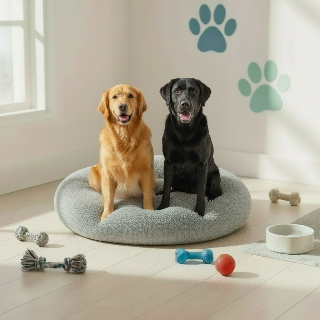 True Blue Pets Calming Extra Large Soft Plush Pet Bed in Light Grey