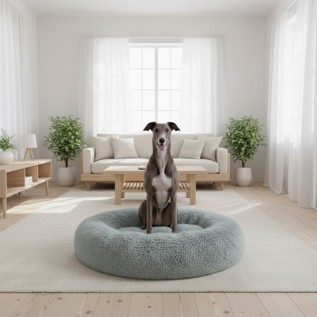 True Blue Pets Calming Extra Large Soft Plush Pet Bed in Light Grey