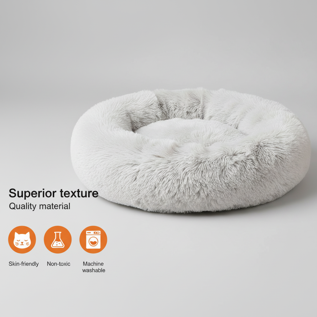 True Blue Pets Calming Extra Large Plush Pet Bed in White & Brown