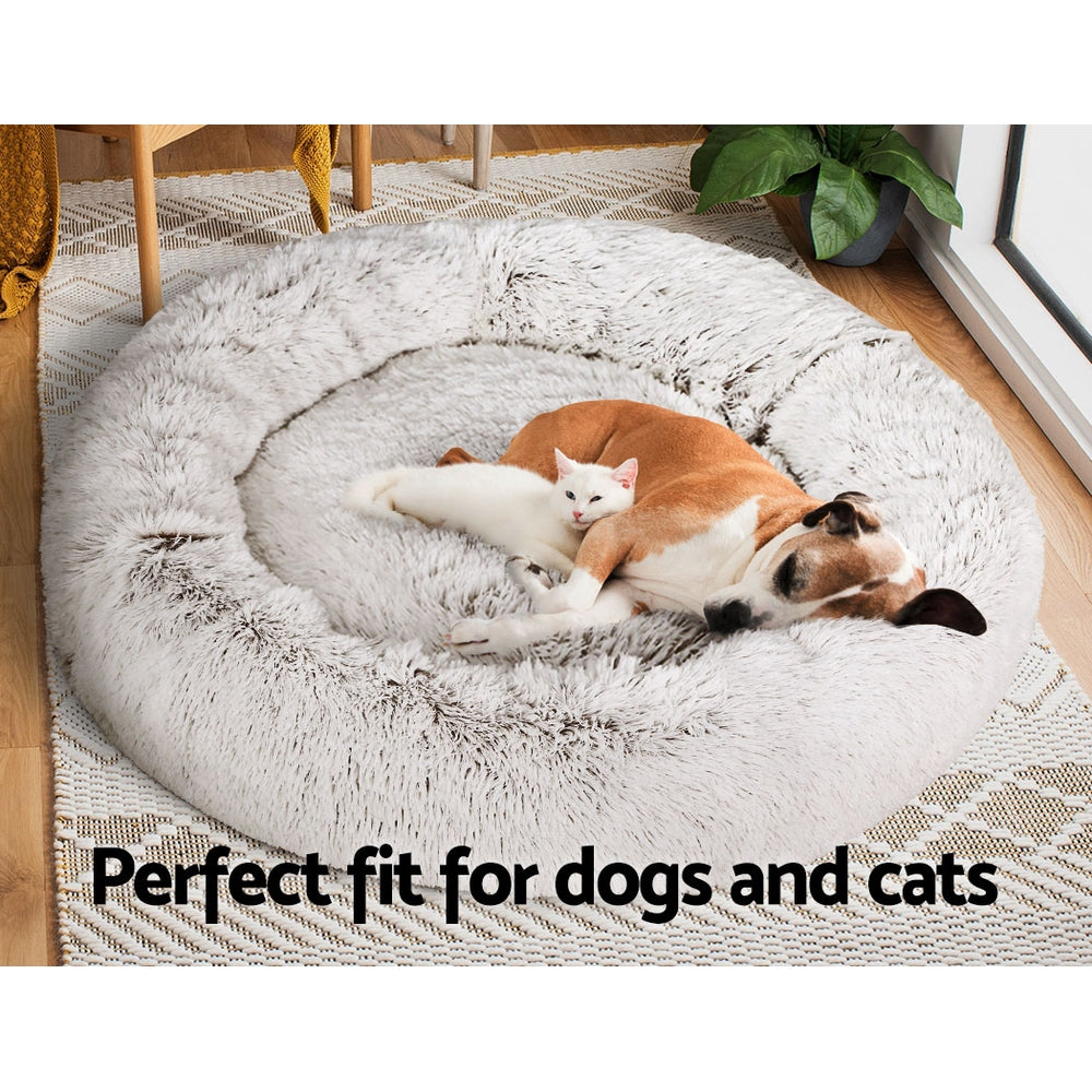 True Blue Pets Calming Extra Large Plush Pet Bed in White & Brown
