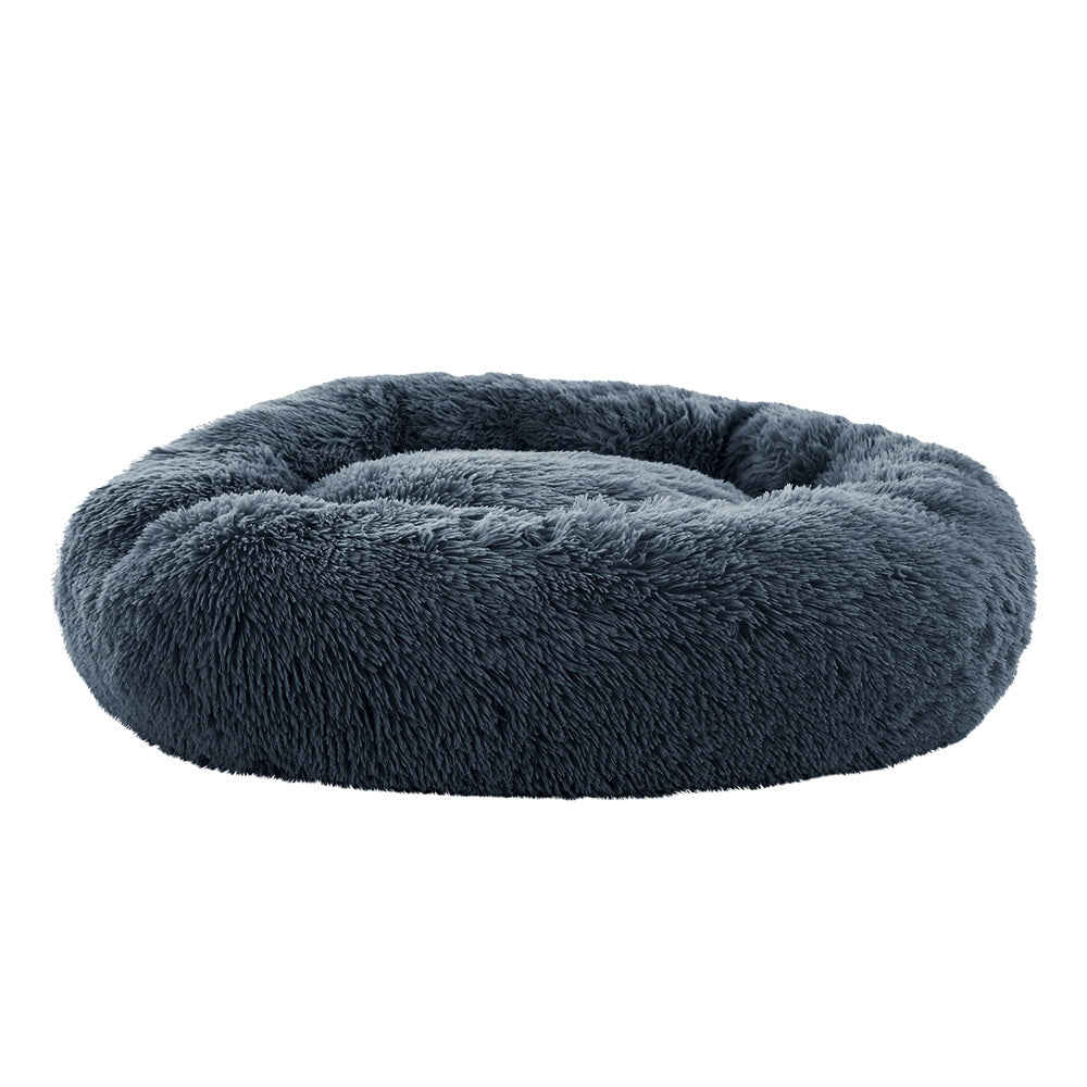 True Blue Pets Large Calming Soft Plush Dog & Cat Bed in Dark Grey