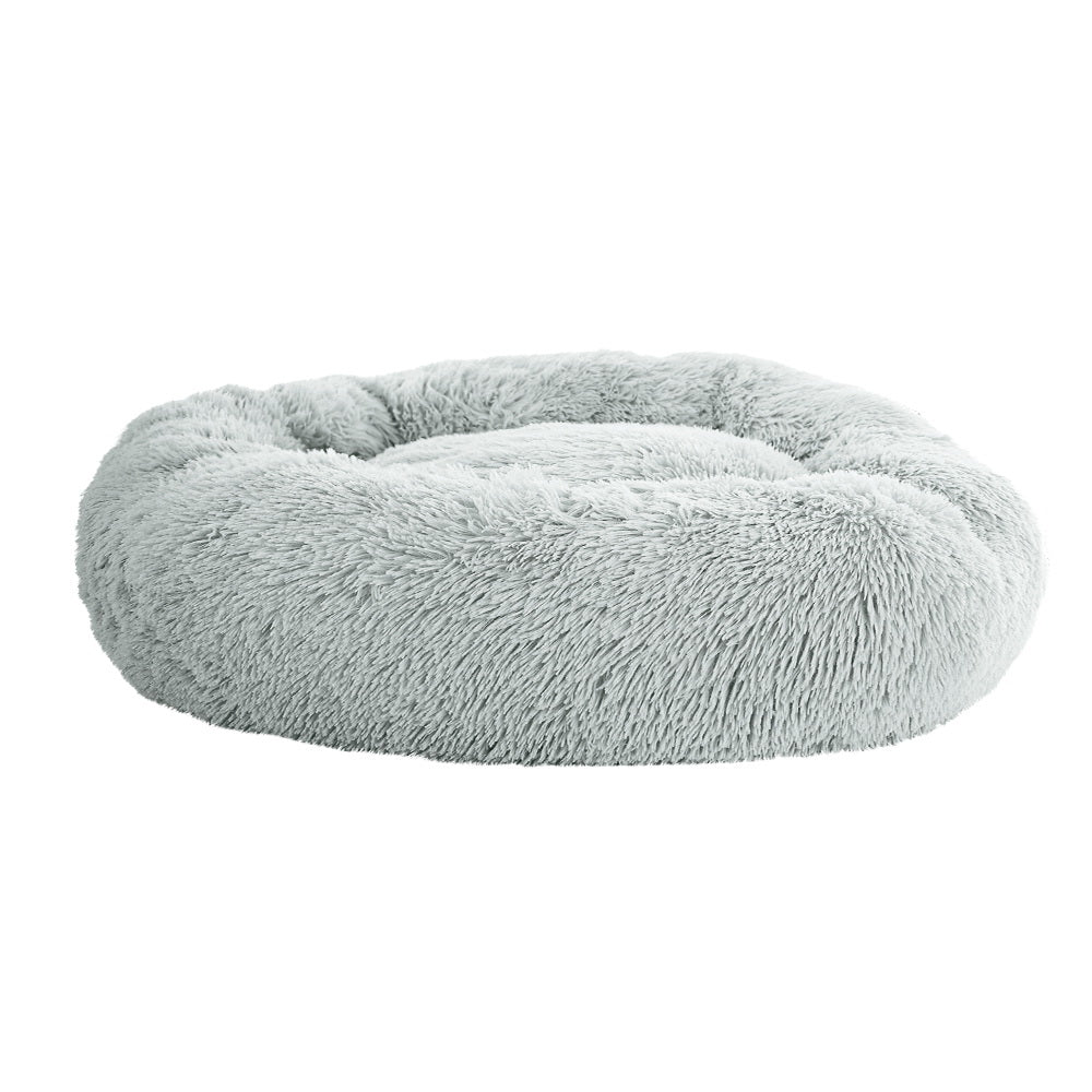 True Blue Pets Luxe Calming Plush Pet Bed in Light Grey - 90cm Large