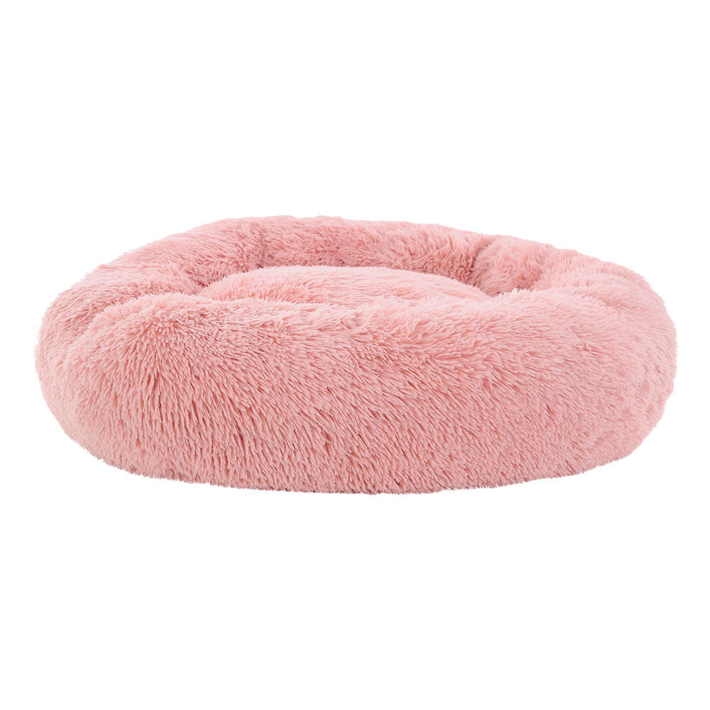 True Blue Pets Calming Plush Pet Bed - Large 90cm Pink Velvet Comfort