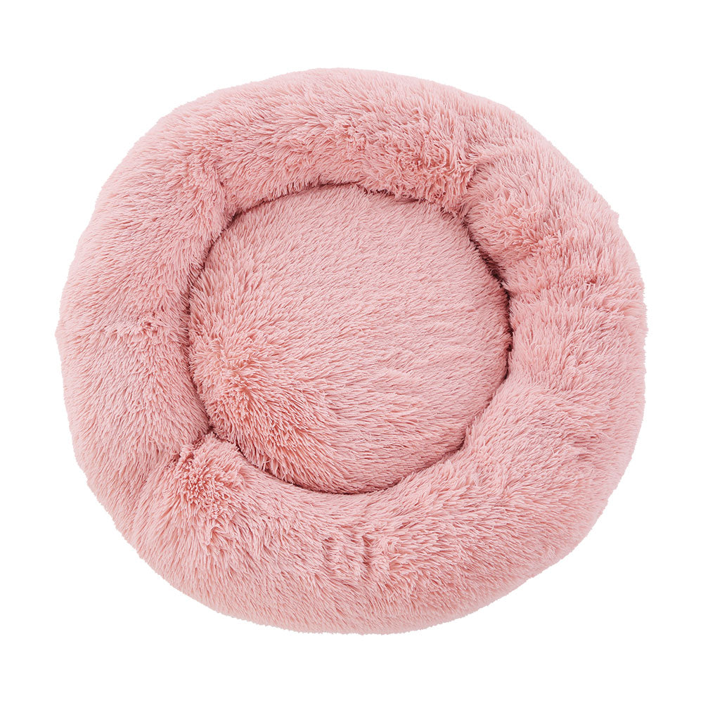 True Blue Pets Calming Plush Pet Bed - Large 90cm Pink Velvet Comfort