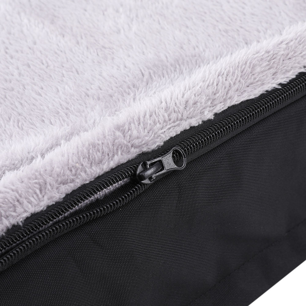 True Blue Pets Extra Large Calming Plush Pet Bed with Soft Foam Cushion and Washable Cover in Grey