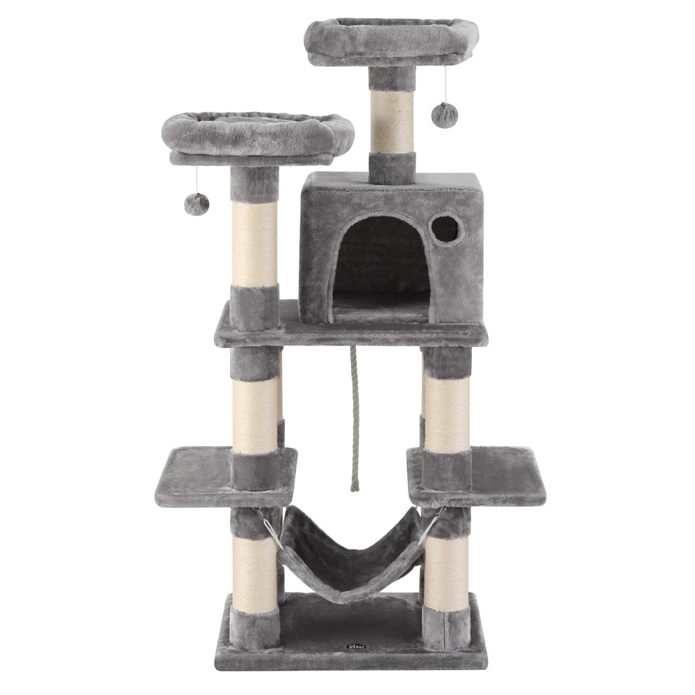 Cat Tree 145cm Scratcher Condo House Light Grey