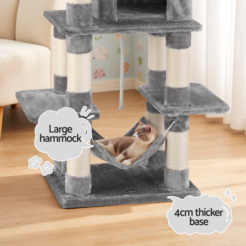 Cat Tree 145cm Scratcher Condo House Light Grey