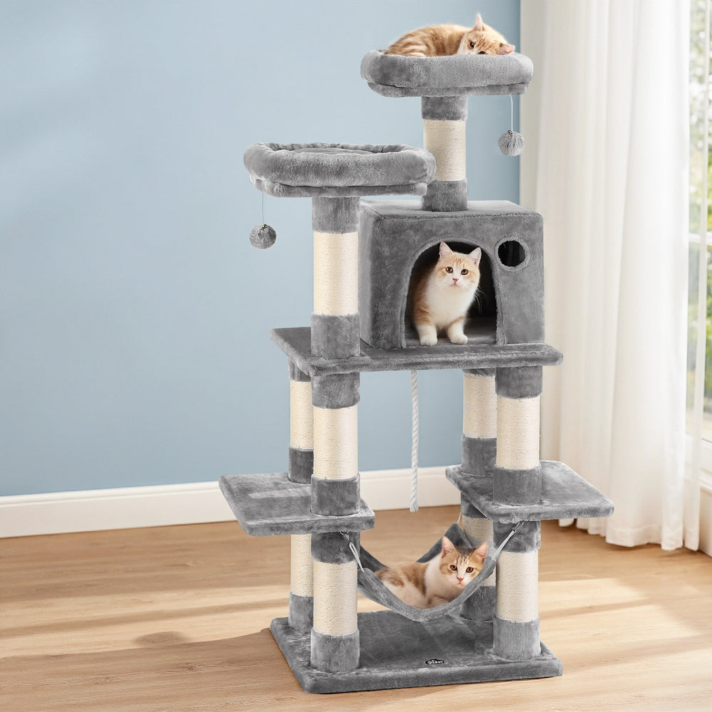 Cat Tree 145cm Scratcher Condo House Light Grey