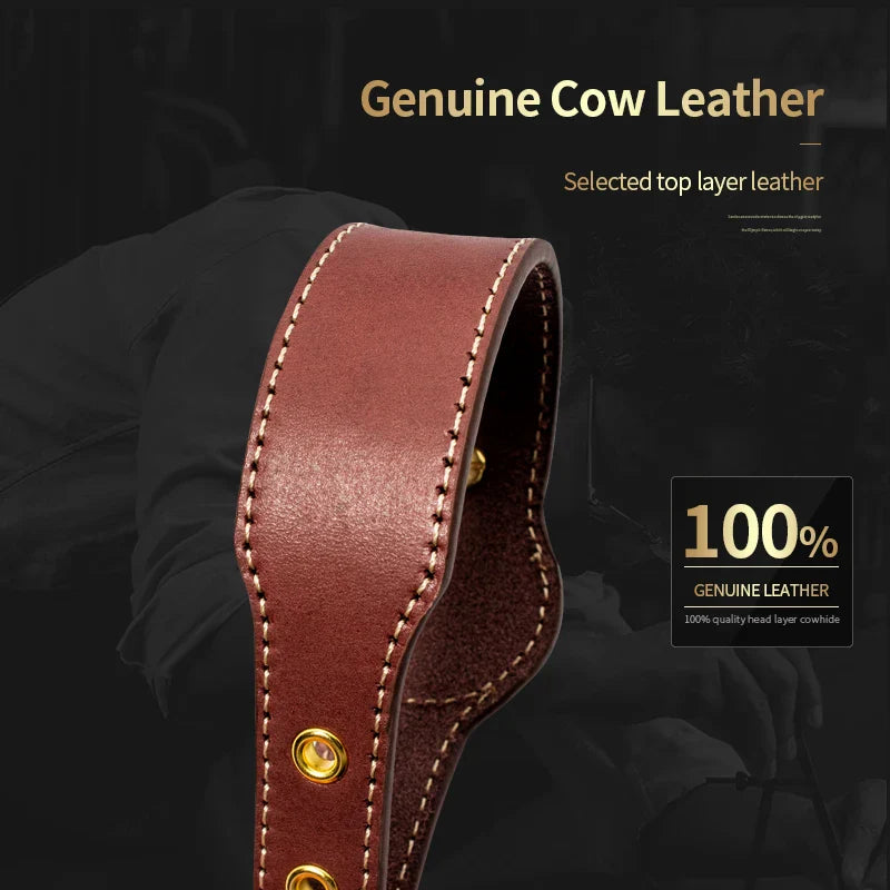 True Blue Pets Luxury Leather Dog Collar with AirTag Pocket - Brown