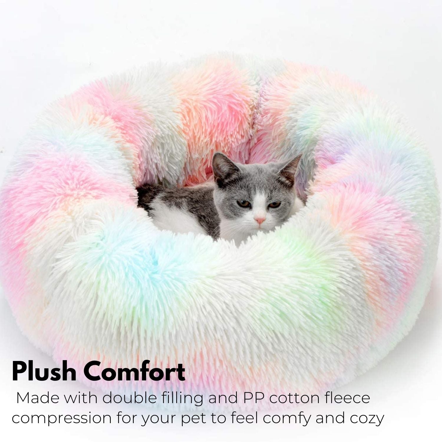 True Blue Pets Plush Calming Pet Bed 80cm - Luxurious Comfort for Dogs and Cats