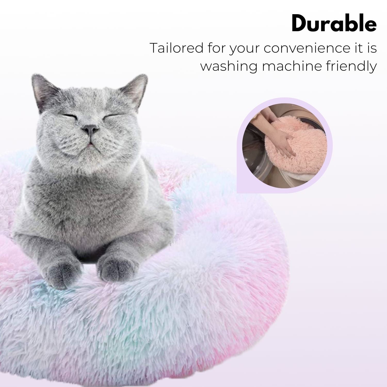 True Blue Pets Luxurious Plush Pet Bed 60cm in Elegant Grey