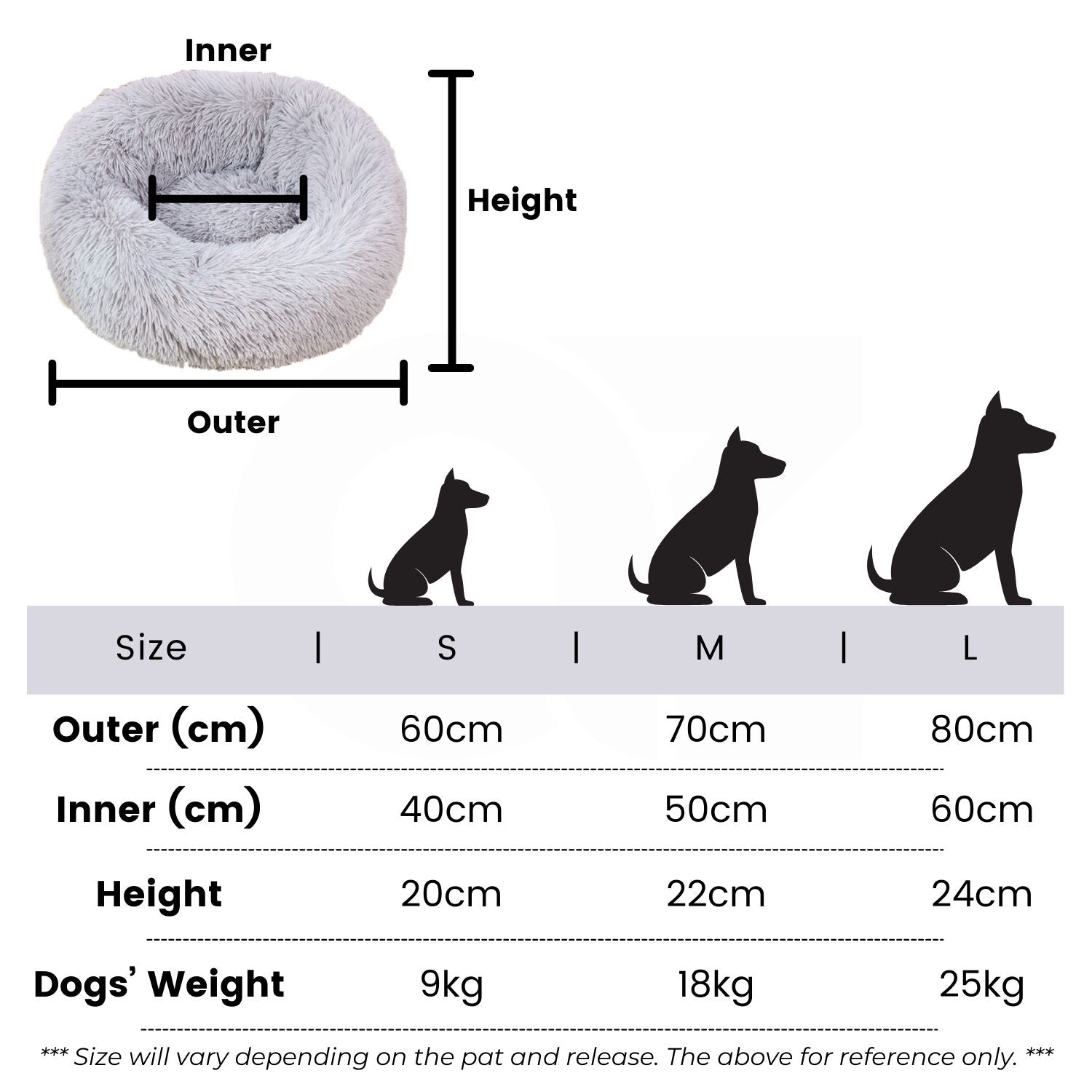 True Blue Pets Luxurious Plush Pet Bed 60cm in Elegant Grey