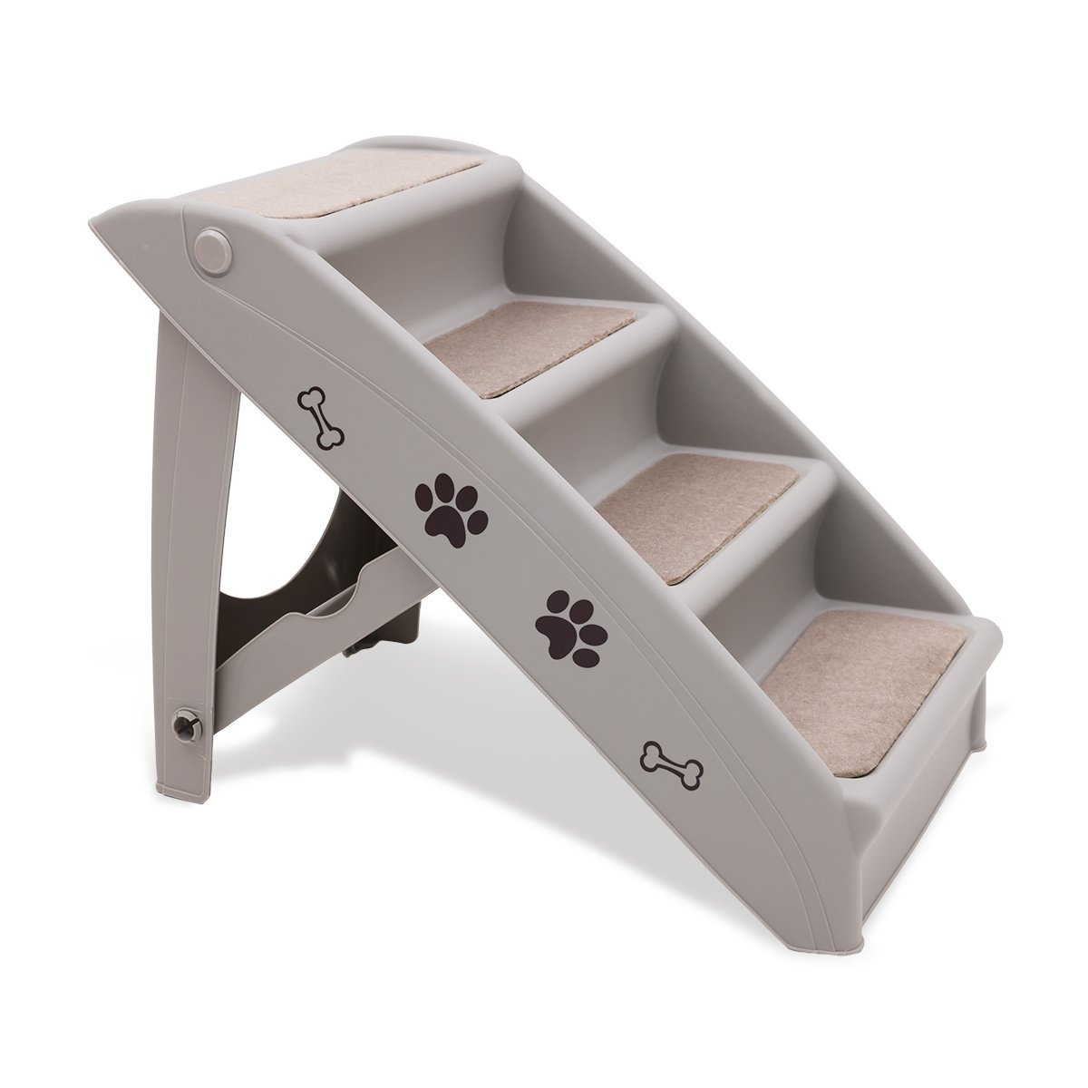 Furtastic Foldable Pet Stairs in Grey - 50cm with Non-Slip Mat for Indoor and Outdoor Use