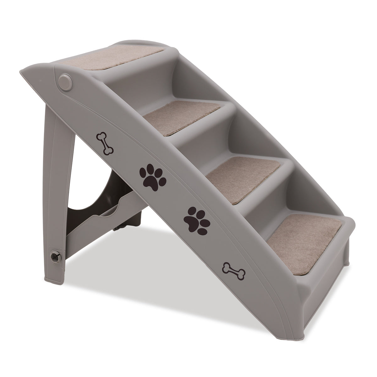 Furtastic Foldable Pet Stairs in Grey - 50cm with Non-Slip Mat for Indoor and Outdoor Use