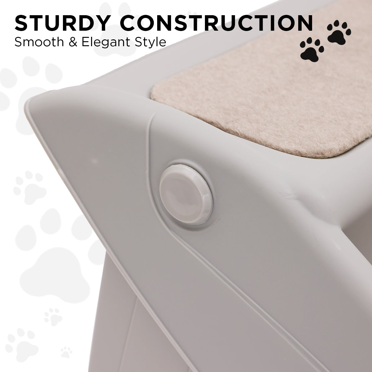 Furtastic Foldable Pet Stairs in Grey - 50cm with Non-Slip Mat for Indoor and Outdoor Use