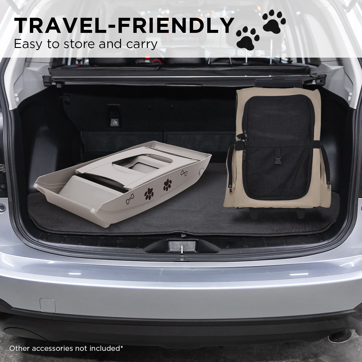 Furtastic Foldable Pet Stairs in Grey - 50cm with Non-Slip Mat for Indoor and Outdoor Use