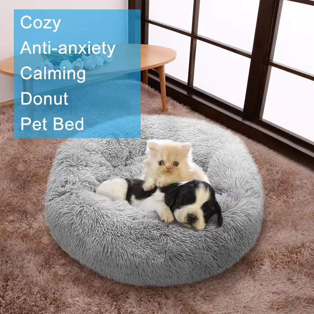 PawfectFriend Luxurious Plush Calming Dog & Cat Bed - XXL Fluffy Donut Design