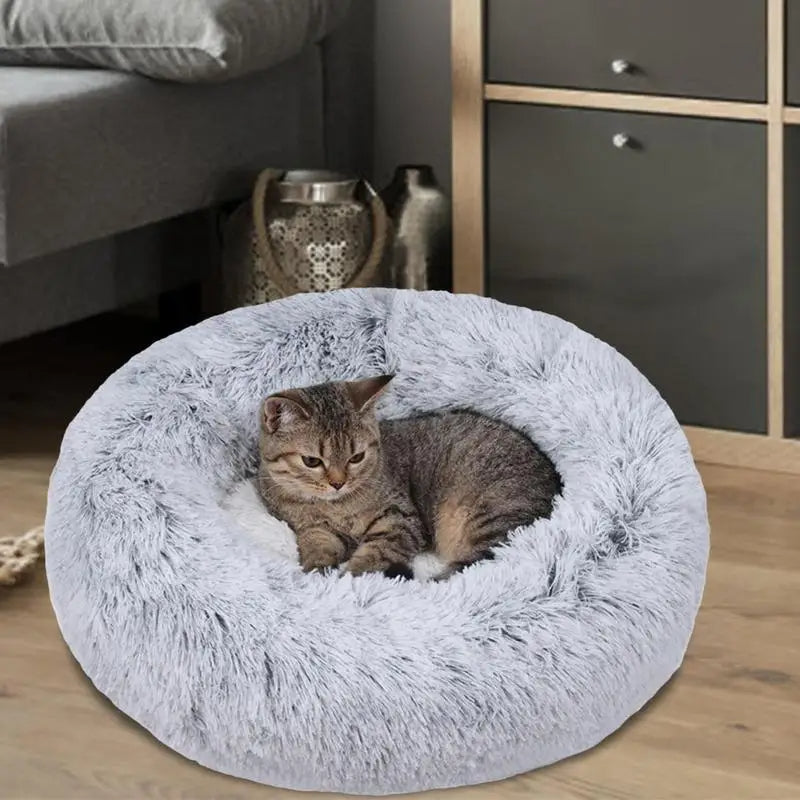 PawfectFriend Luxurious Plush Calming Dog & Cat Bed - XXL Fluffy Donut Design