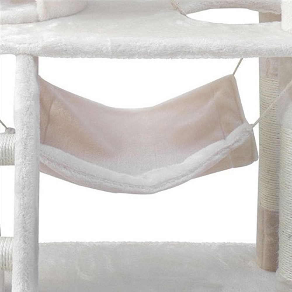 158cm Cat Tree Scratching Post Toy House Furniture Multilevel - beige