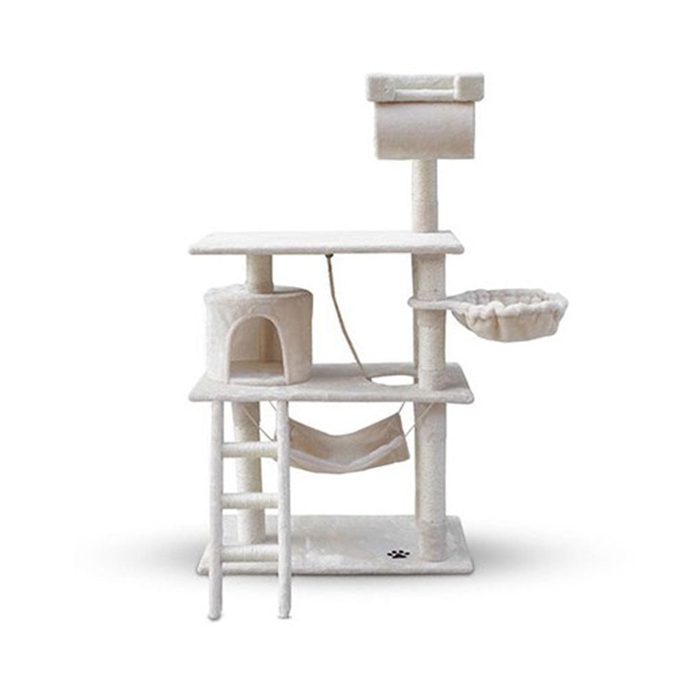 158cm Cat Tree Scratching Post Toy House Furniture Multilevel - beige
