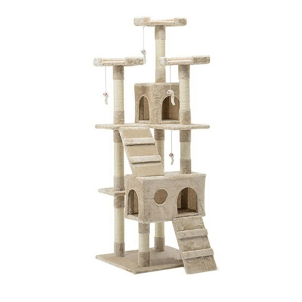 170cm Cat Tree Scratching Post Toy House Furniture Multilevel - beige