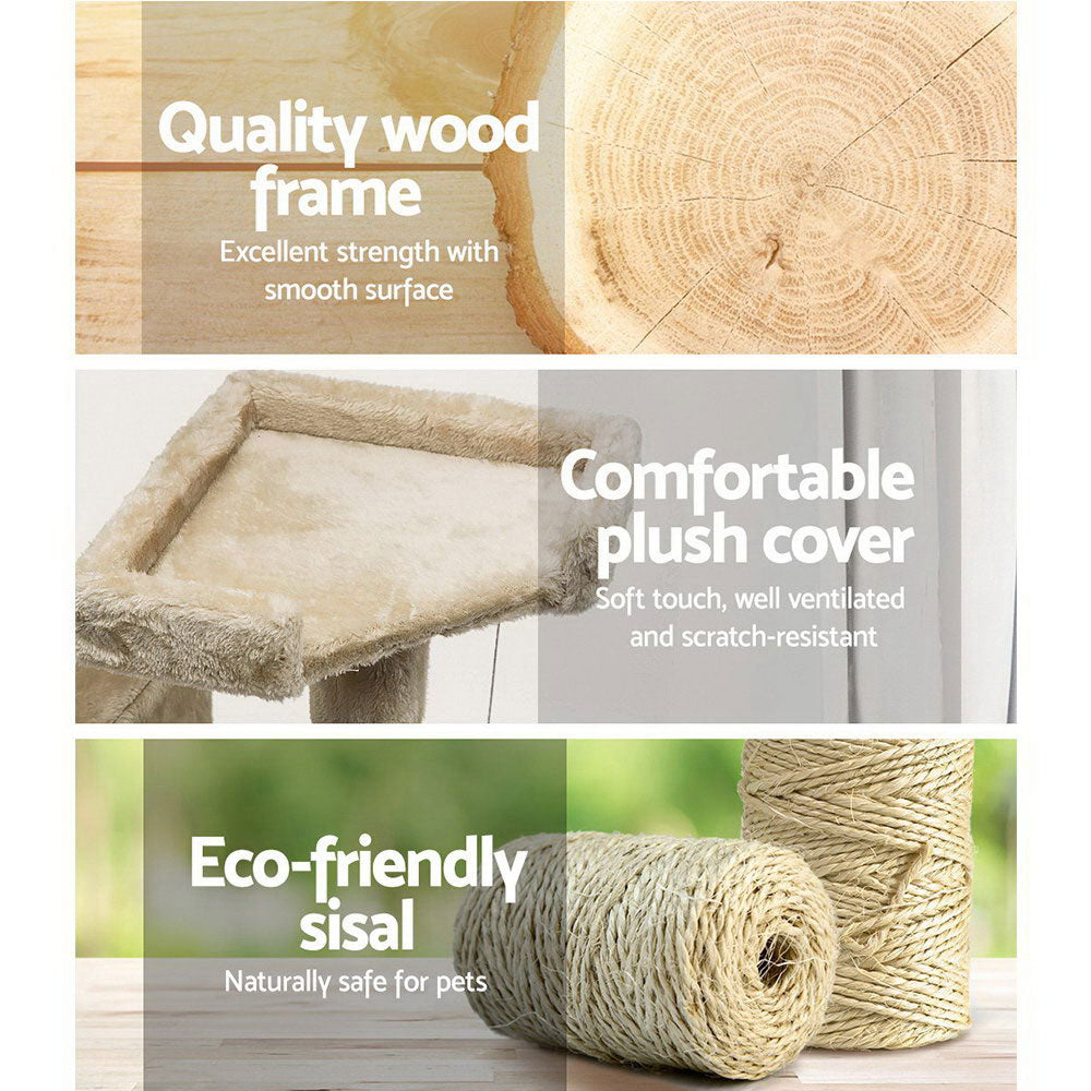 170cm Cat Tree Scratching Post Toy House Furniture Multilevel - beige