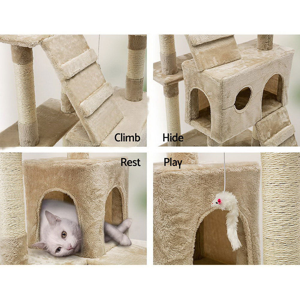 170cm Cat Tree Scratching Post Toy House Furniture Multilevel - beige