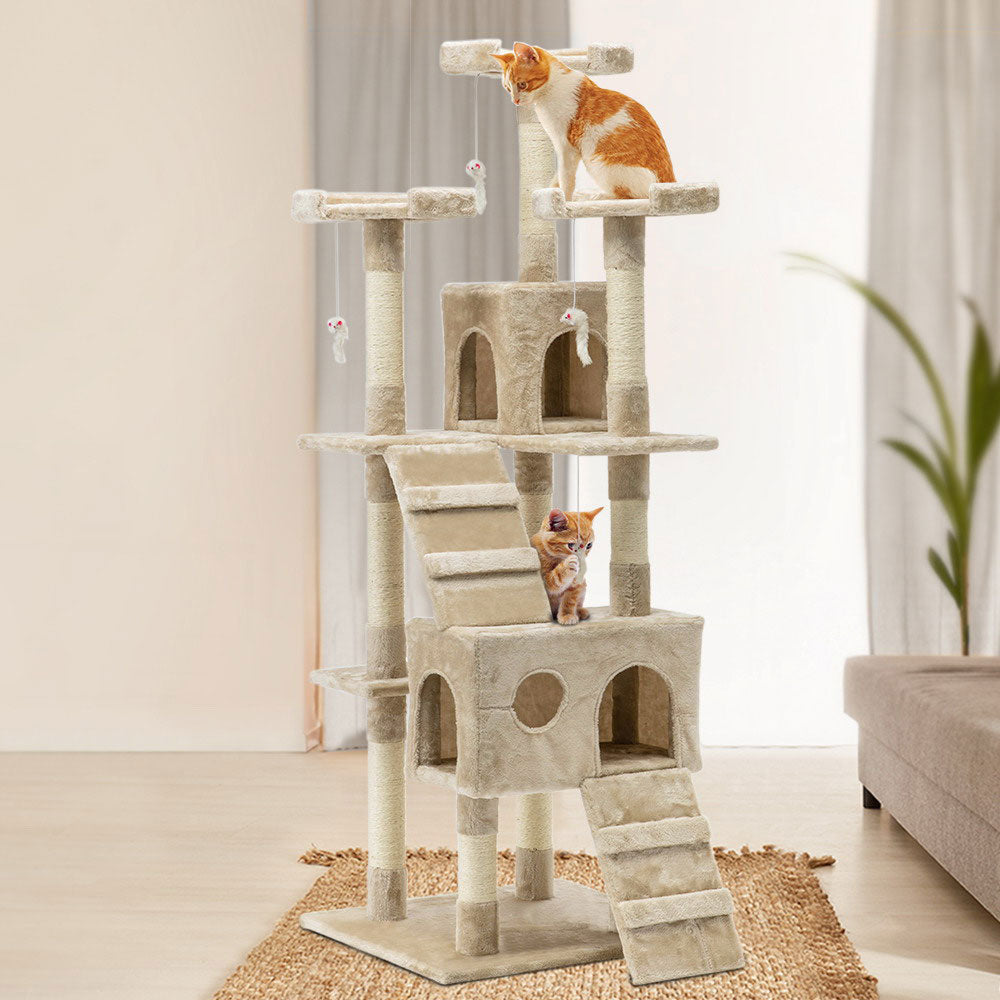 170cm Cat Tree Scratching Post Toy House Furniture Multilevel - beige