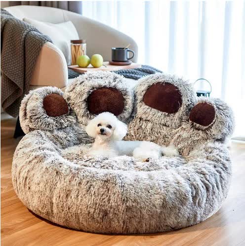 True Blue Pets Ultra-Soft Paw Design Round Dog Bed - 90cm Plush Sofa for Medium to Large Dogs