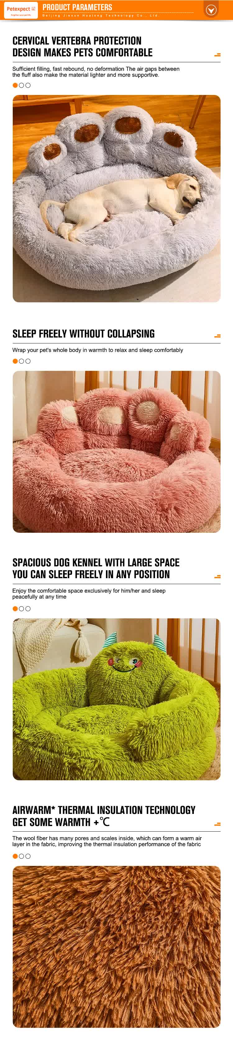 True Blue Pets Ultra-Soft Paw Design Round Dog Bed - 90cm Plush Sofa for Medium to Large Dogs