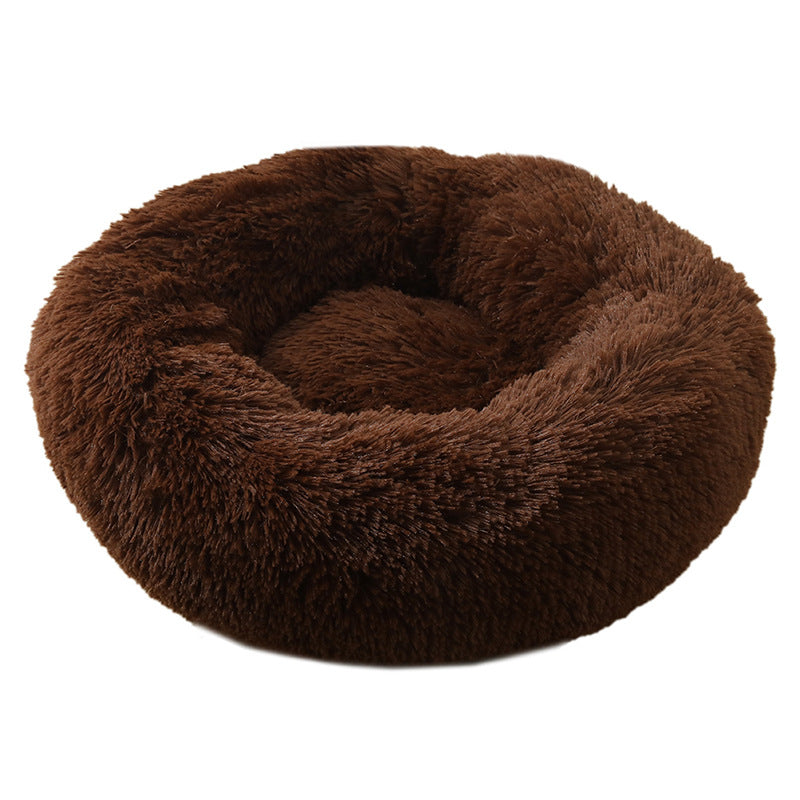 True Blue Pets Dark Coffee Plush Round Pet Bed for Ultimate Comfort