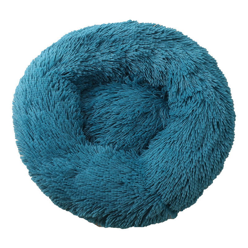 True Blue Pets Blue Green 50cm Plush Cozy Round Pet Bed for Ultimate Comfort