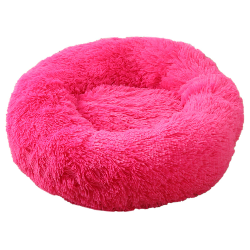 True Blue Pets Rose Red Cozy Round Plush Pet Bed - 50cm Comfort for Cats & Small Dogs