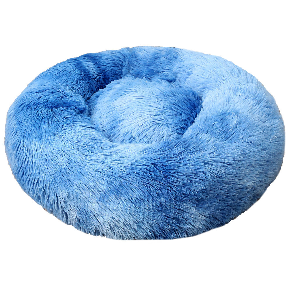 True Blue Pets Tie-Dye Baby Blue 50cm Cozy Plush Round Pet Bed
