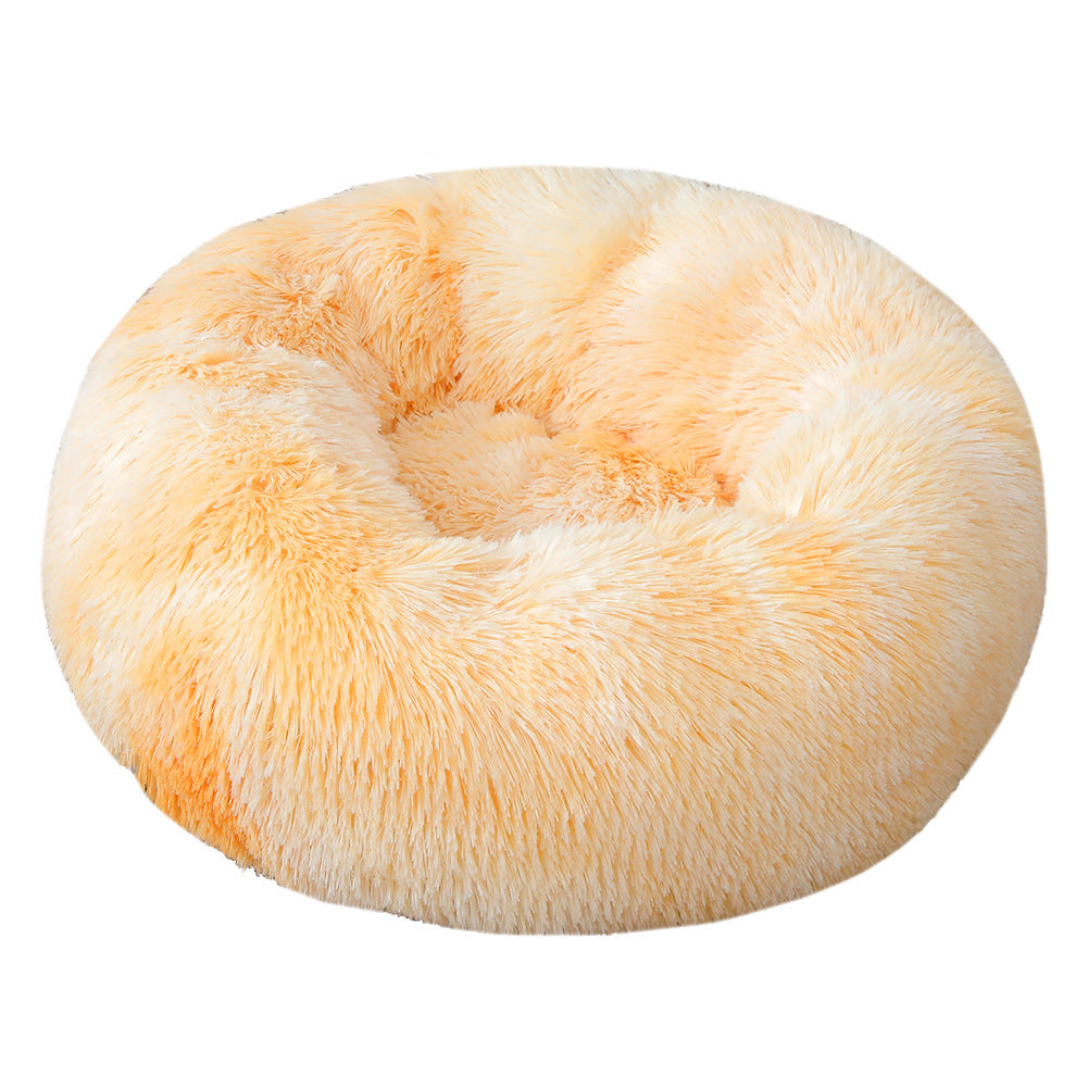 True Blue Pets Tie-Dye Baby Yellow 50cm Plush Cozy Round Pet Bed